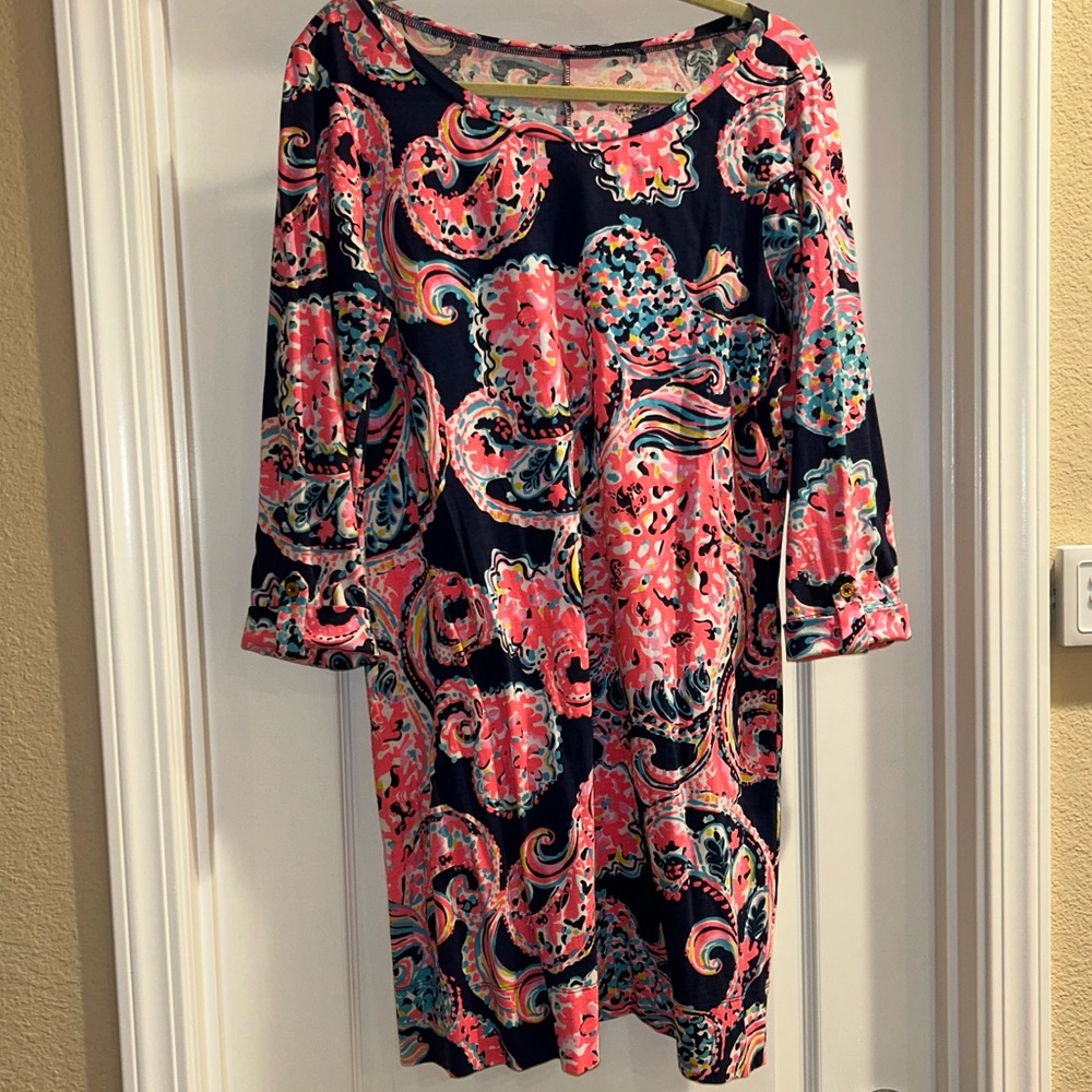 🪸 Lilly Pulitzer Size XL Bright Navy Pop Up For The Halibut dress 🪸